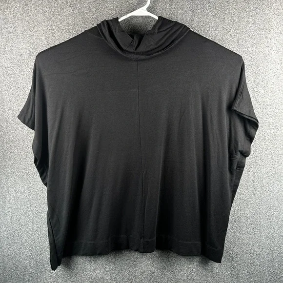 LOFT Outlet Women's Black Jersey Knit Cowl Neck Poncho XS/S Cozy Sweater Wrap - Picture 8 of 8